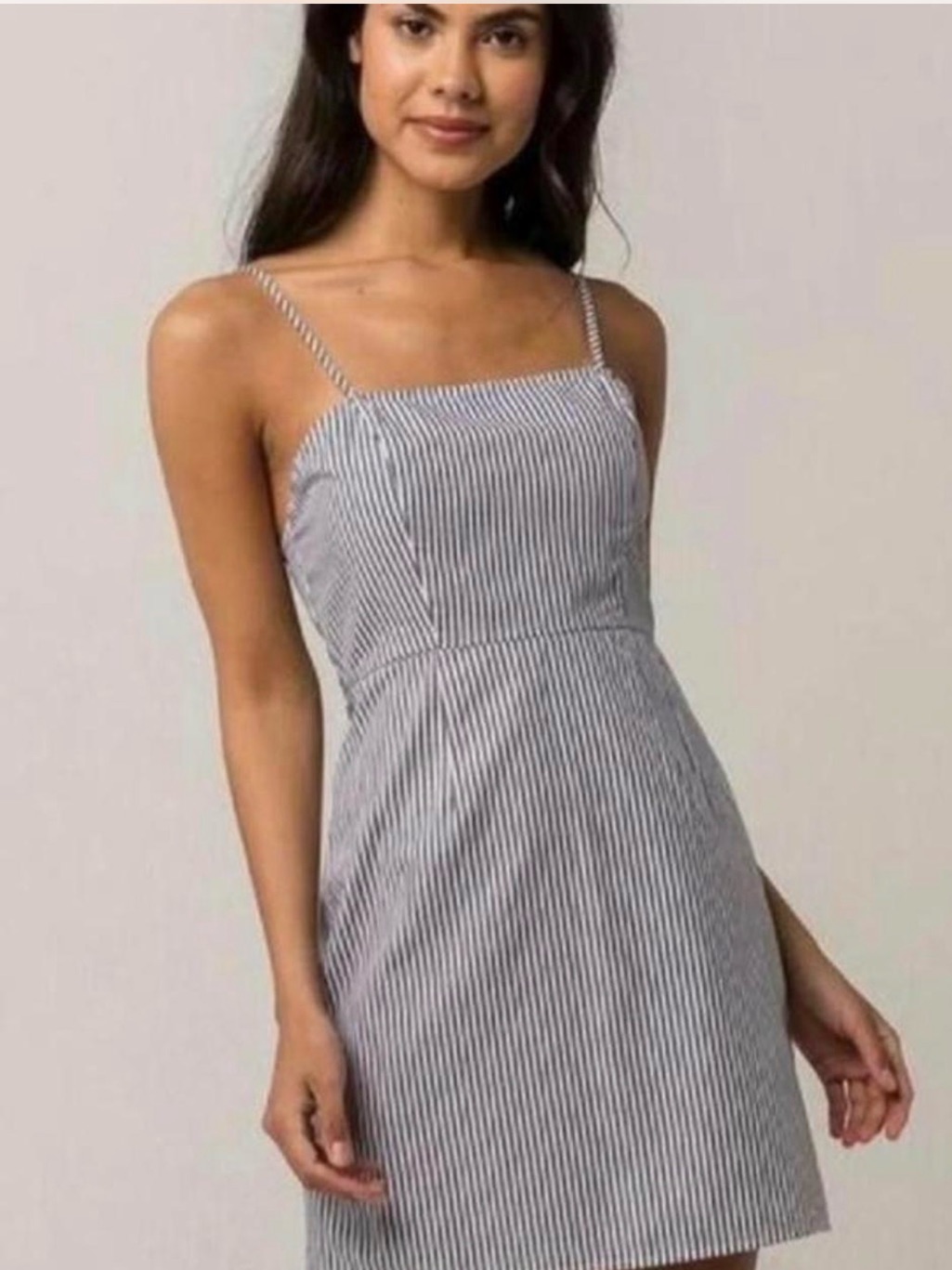 Brandy Melville Navy And White Striped Spaghetti Strap Mini Dress